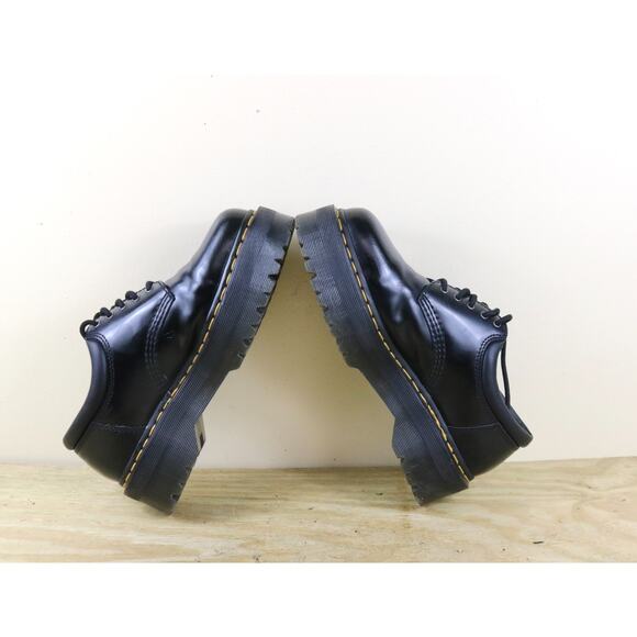 Doc Martens Womens 10 Platform Black Leather Quad Derby Oxfords 8053 Goth Punk - Picture 5 of 7